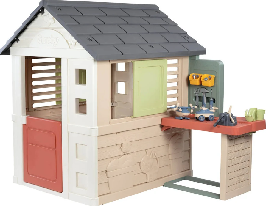 Smoby Life Nature Playhouse Workshop – Kids Garden Playhouse with Tool Accessories