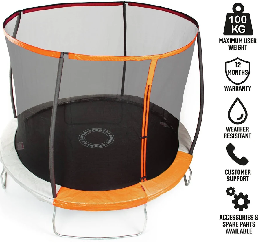 Sportspower Sport-Pro 10ft Folding Trampoline with Safety Enclosure – Garden Trampoline