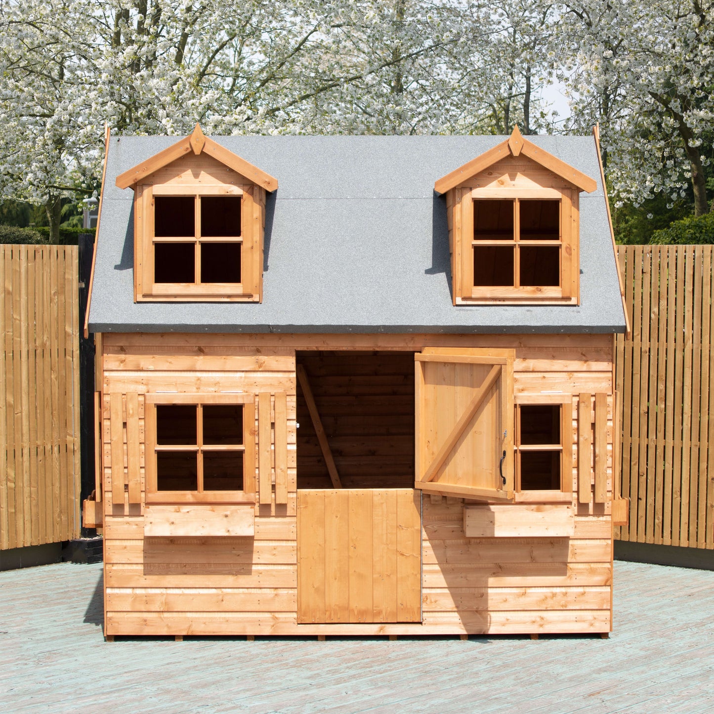 Shire Hatter’s House 8x6ft Wooden Playhouse – Kids Garden Outdoor Playhouse