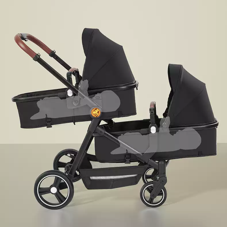Foldable Twin Baby Stroller – Lightweight Double Seat Pushchair for Travel