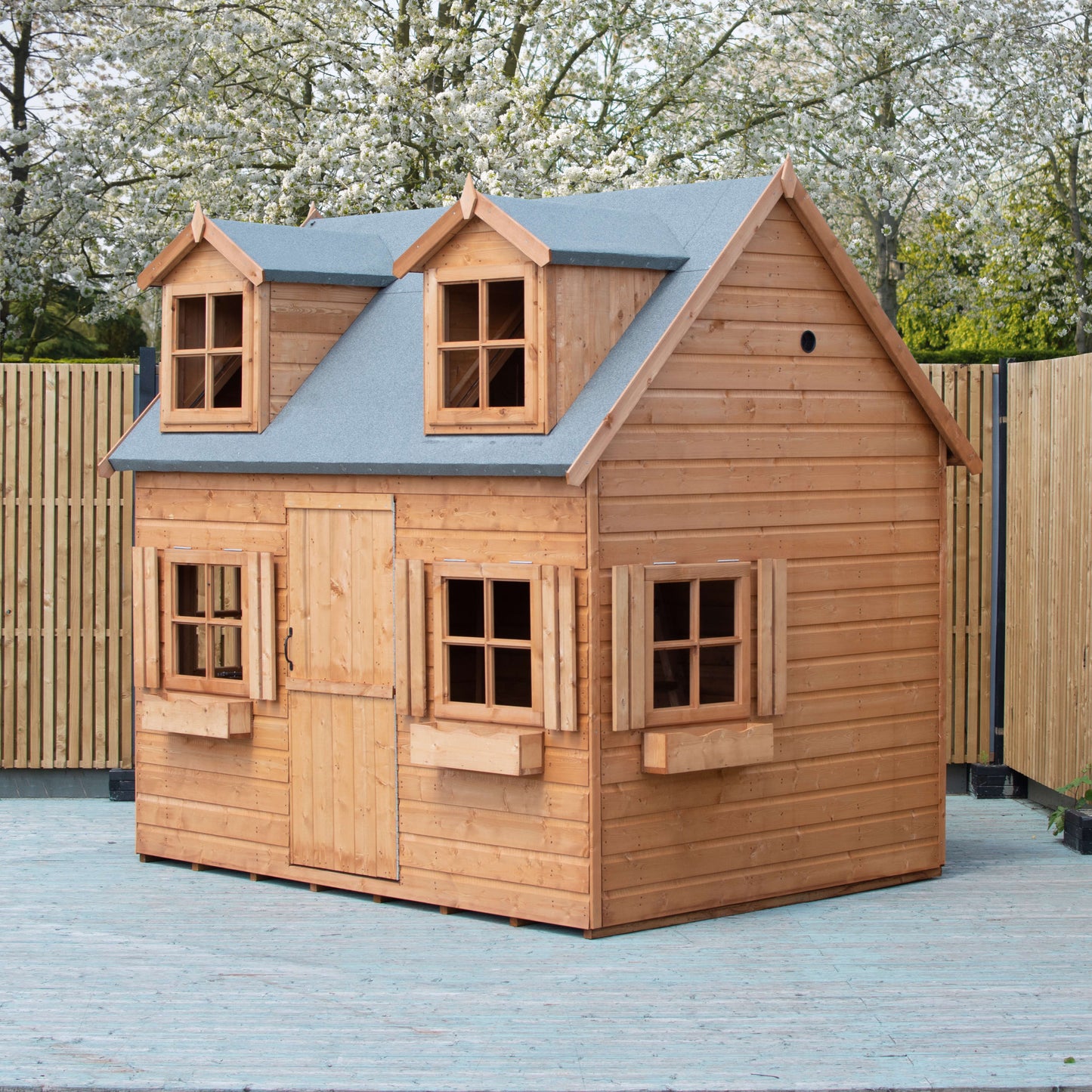 Shire Hatter’s House 8x6ft Wooden Playhouse – Kids Garden Outdoor Playhouse