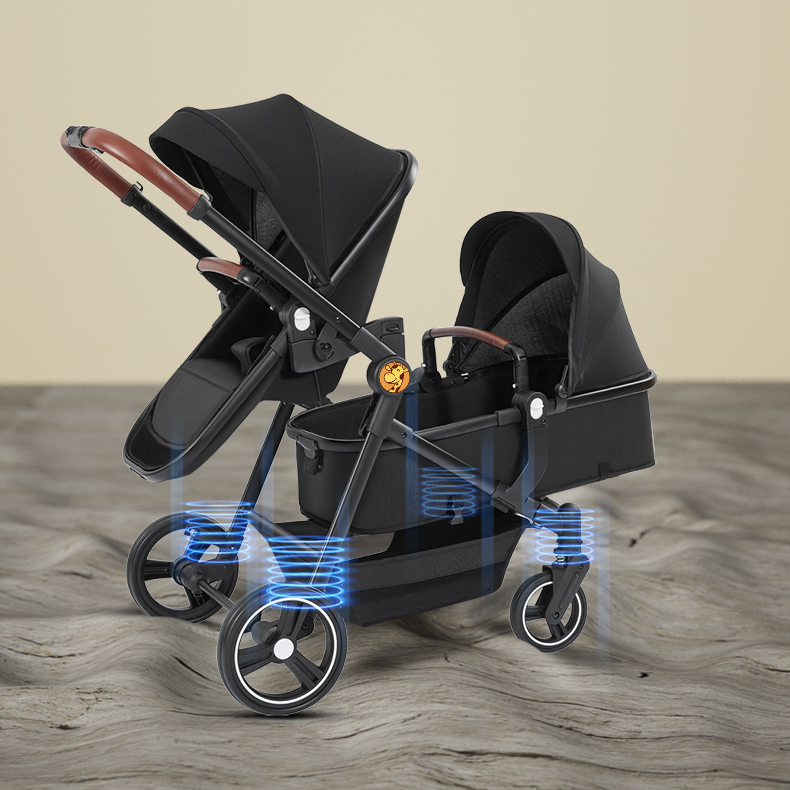 Foldable Twin Baby Stroller – Lightweight Double Seat Pushchair for Travel