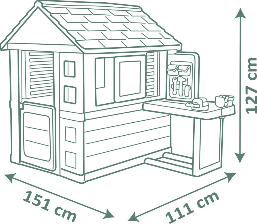 Smoby Life Nature Playhouse Workshop – Kids Garden Playhouse with Tool Accessories