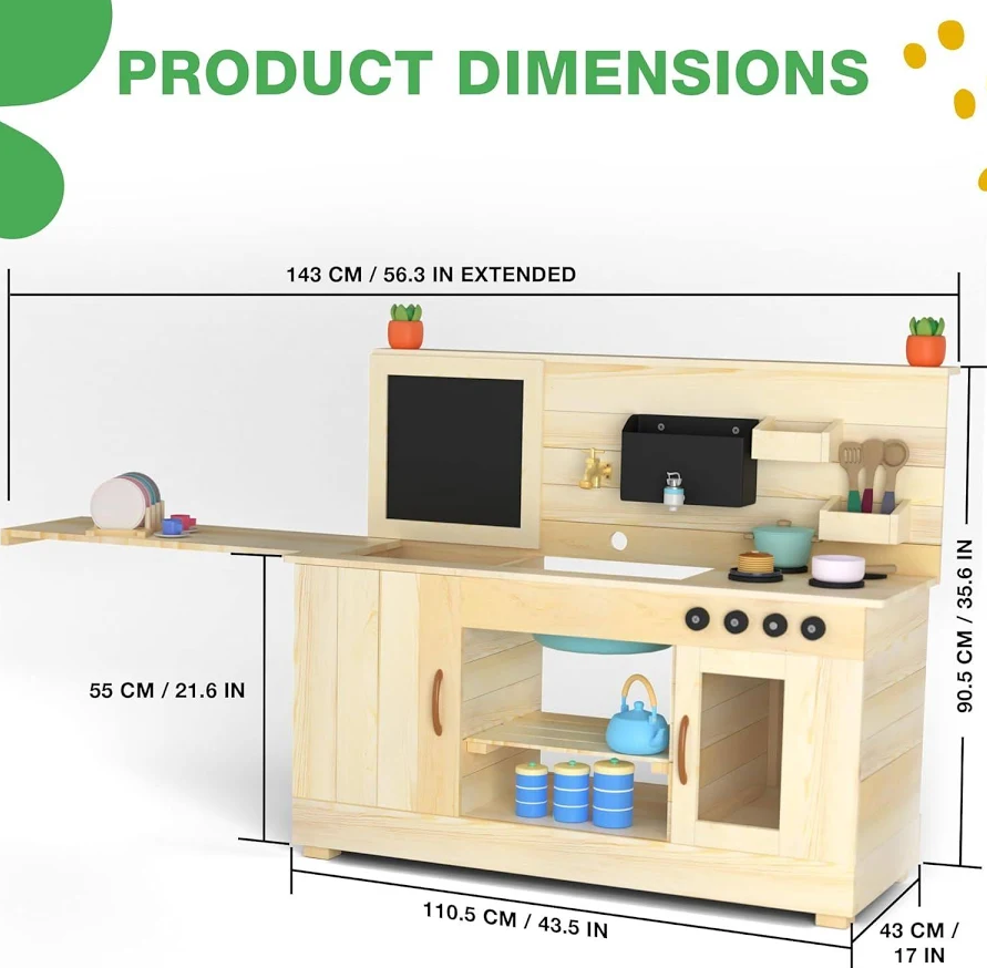 Big Game Hunters Triple Mud Kitchen – Wooden Outdoor Kids Play Kitchen with Sink