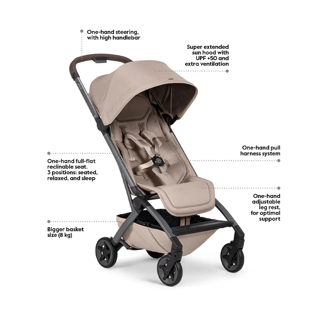 Joolz Aer2 Compact Travel Stroller – Sandy Taupe Lightweight Fold Pushchair