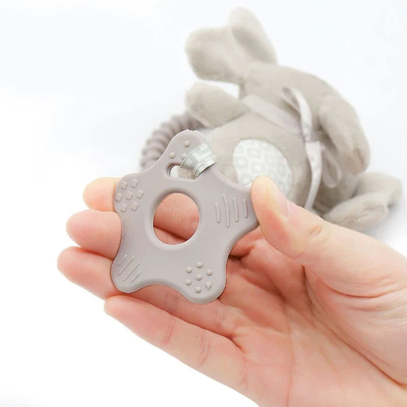 Cartoon Animal Plush Rattle Pendant – Baby Shake Bell Toy with Elephant & Rabbit Design